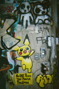 Graffiti featuring the Pokémon known as Pichu