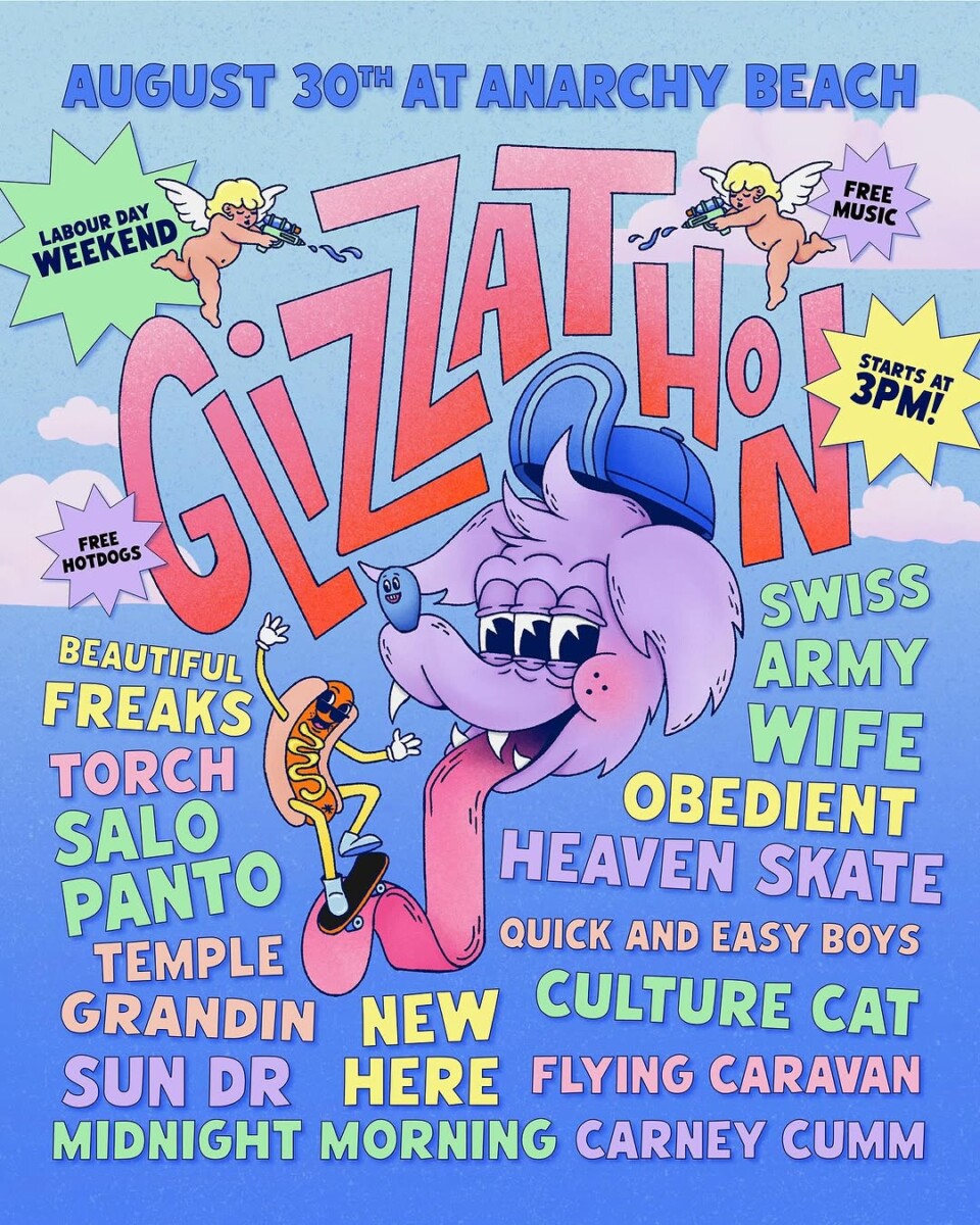Flyer for Glizzathon, August 30 2025 at Anarchy Beach