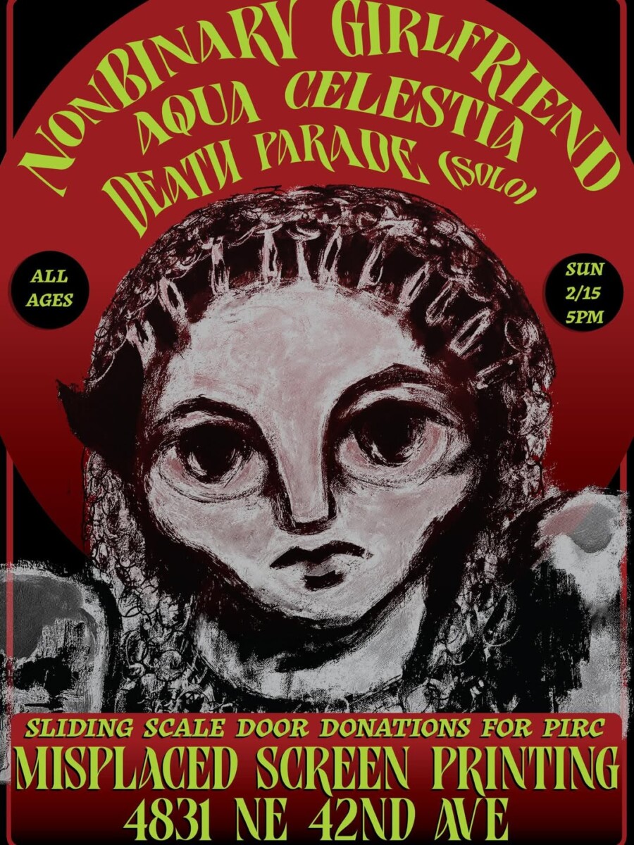 Flyer for February 15 2026 at Misplaced Screen Printing